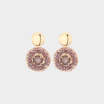 Oorbellen rond crystal taupe