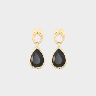 Oorbellen drop crystal zwart