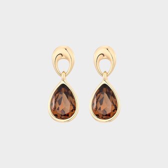 Oorbellen drop crystal bruin