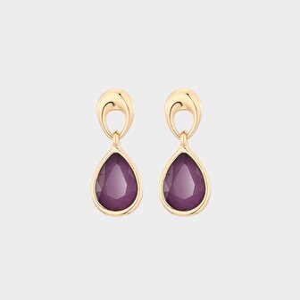 Oorbellen drop crystal paars