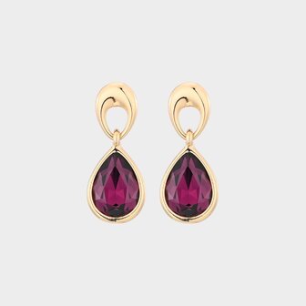 Oorbellen drop crystal magenta