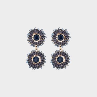 Oorbellen duo rond blauw