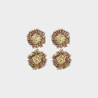 Oorbellen duo rond taupe