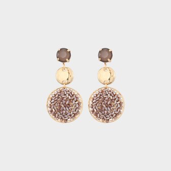 Oorbellen trio crystal taupe
