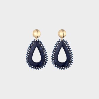 Oorbellen kraal resin blauw