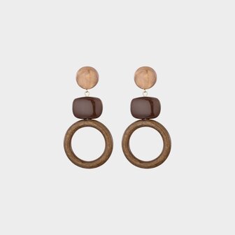Oorbellen trio resin cognac