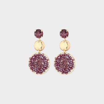 Oorbellen trio crystal bordeaux