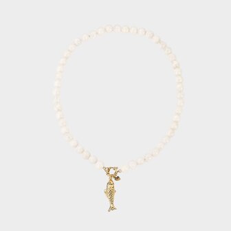 Ketting kraal vis beige