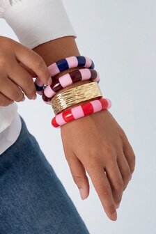 Armband bangle streep olijf