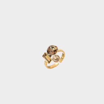 Ring trio crystal bruin