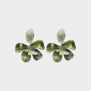 Oorbellen resin bloem groen