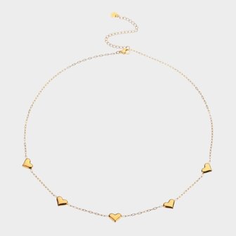 Ketting staal hart goud