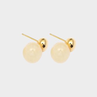 Oorbellen duo rond beige