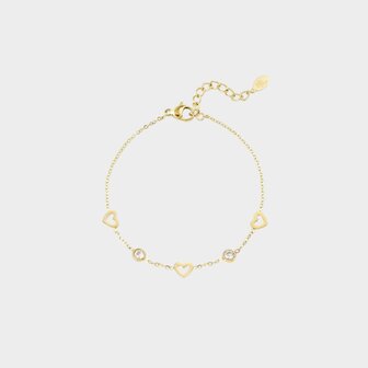 Armband staal hart wit