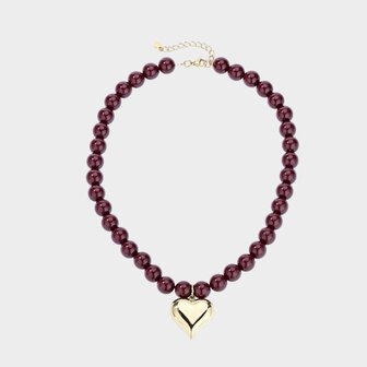 Ketting kraal hart bordeaux