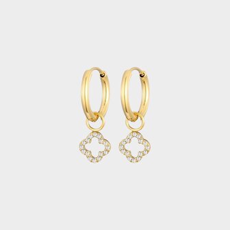 Oorbellen creool crystal klaver