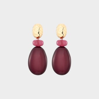 Oorbellen trio druppel bordeaux