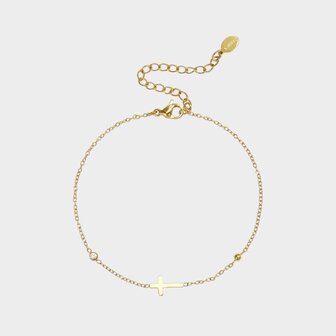 Armband kruis crystal wit