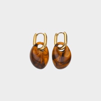 Oorbellen creool resin cognac