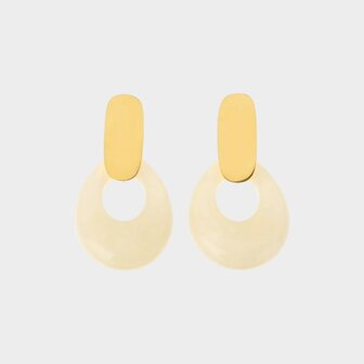 Oorbellen steker druppel beige