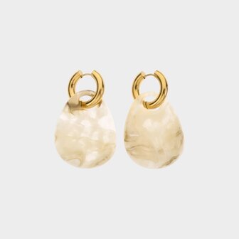 Oorbellen druppel resin beige