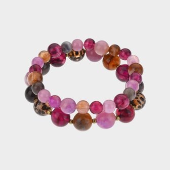 Armband set kraal magenta