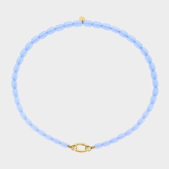 Ketting kraal ovaal lichtblauw