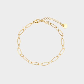 Armband schakel staal goud