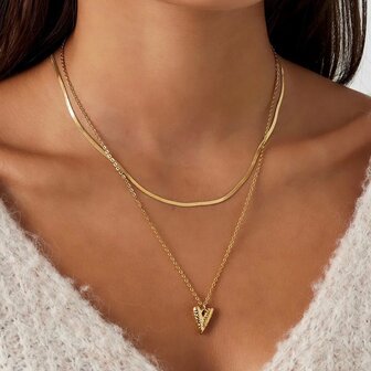 Ketting dubbel geborsteld hart