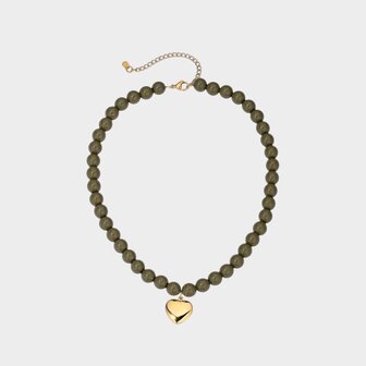 Ketting kraal hart olijf