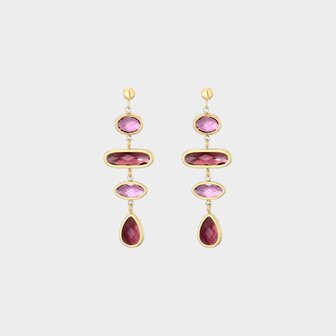 Oorbellen crystal organisch paars