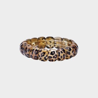 Armband resin kraal leopard
