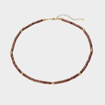 Ketting kraal bruin glitter
