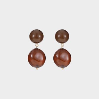 Oorbellen duo steen bruin