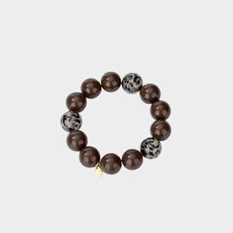 Armband kraal bruin leopard