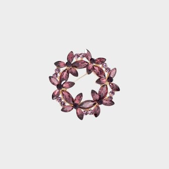 Broche krans crystal magenta