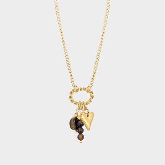 Ketting trio hart bruin
