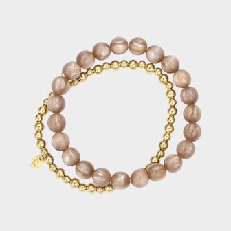 Armband set staal zand