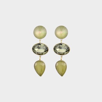 Oorbellen trio crystal groen