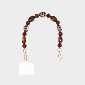 Telefoonkoord kraal bordeaux leopard