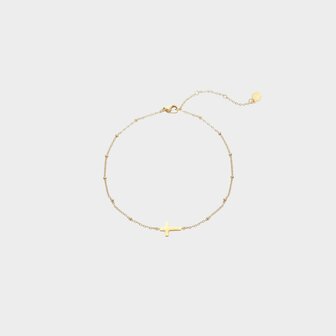Armband staal goud kruis