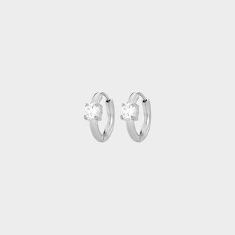 Oorbellen crystal rond zilver