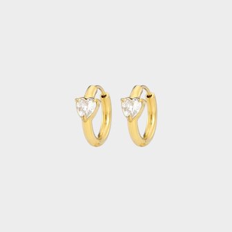 Oorbellen crystal hart goud