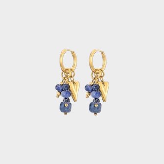Oorbellen hart glas blauw
