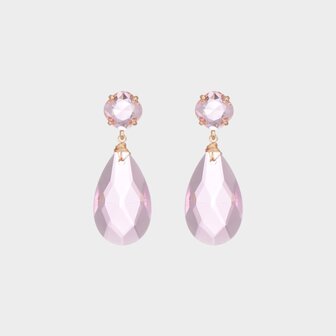 Oorbellen duo glas roze