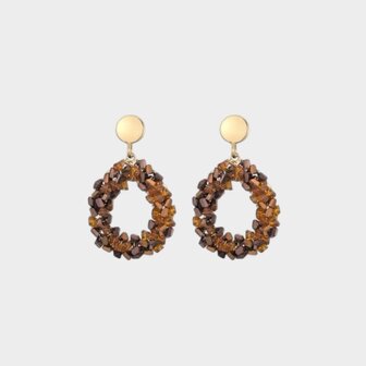 Oorbellen candy druppel cognac