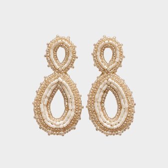 Oorbellen duo tube beige