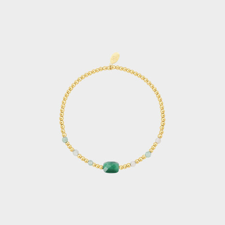 Armband staal steen groen