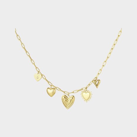 Ketting bedel hart goud