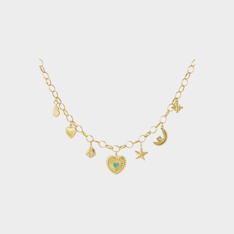 Ketting staal bedel aqua